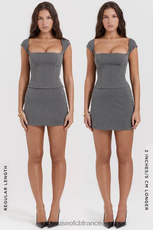 House of CB mini-jupe trapèze gris jessamine N888H840 vêtements