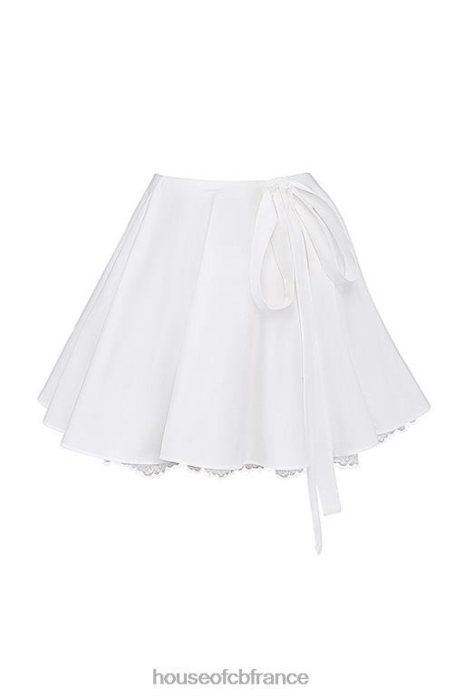 House of CB nahla mini-jupe blanche à nœud N888H851 vêtements