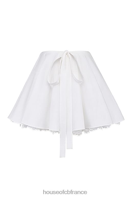 House of CB nahla mini-jupe blanche à nœud N888H851 vêtements