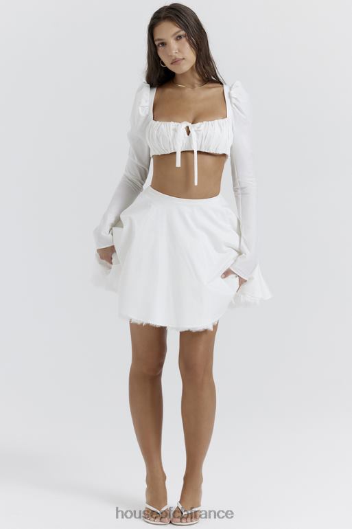 House of CB nahla mini-jupe blanche à nœud N888H851 vêtements