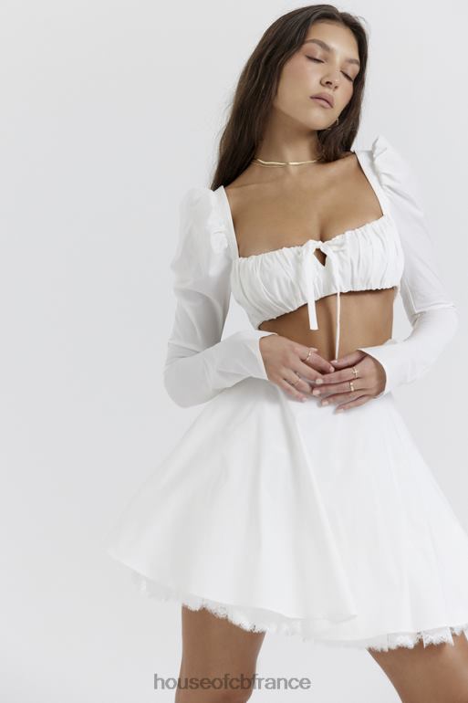 House of CB nahla mini-jupe blanche à nœud N888H851 vêtements