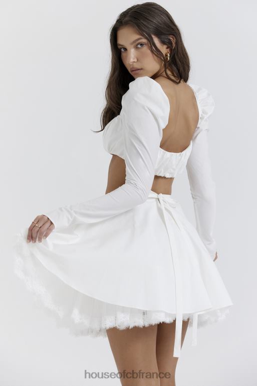 House of CB nahla mini-jupe blanche à nœud N888H851 vêtements