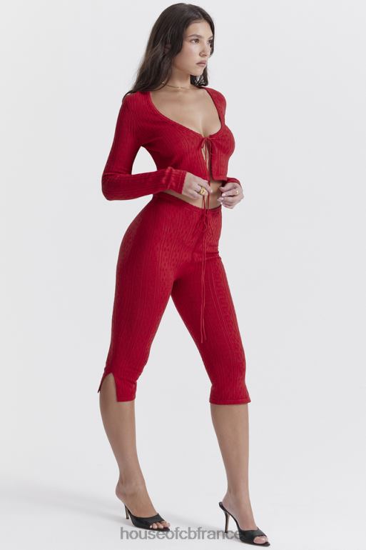 House of CB Abigail - Pantalon capri en maille cerise N888H860 vêtements