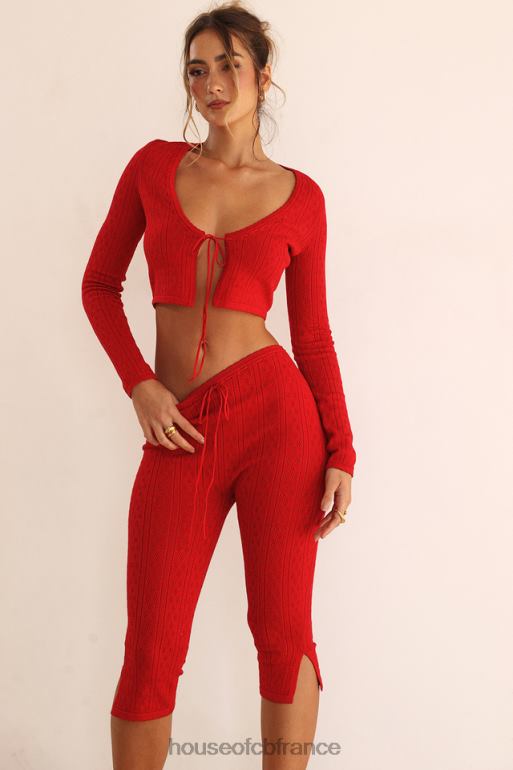 House of CB Abigail - Pantalon capri en maille cerise N888H860 vêtements