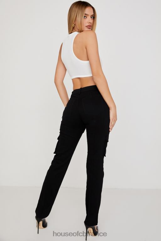 House of CB Breanna - Pantalon cargo noir à lacets N888H957 vêtements