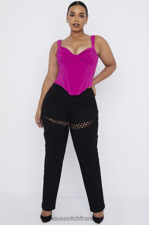 House of CB Breanna - Pantalon cargo noir à lacets N888H957 vêtements