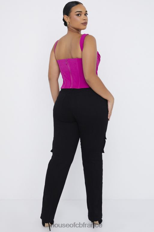 House of CB Breanna - Pantalon cargo noir à lacets N888H957 vêtements