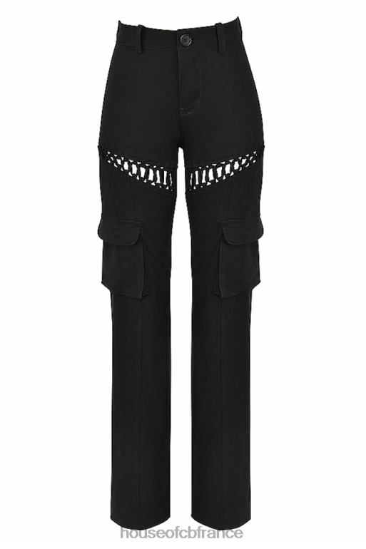 House of CB Breanna - Pantalon cargo noir à lacets N888H957 vêtements