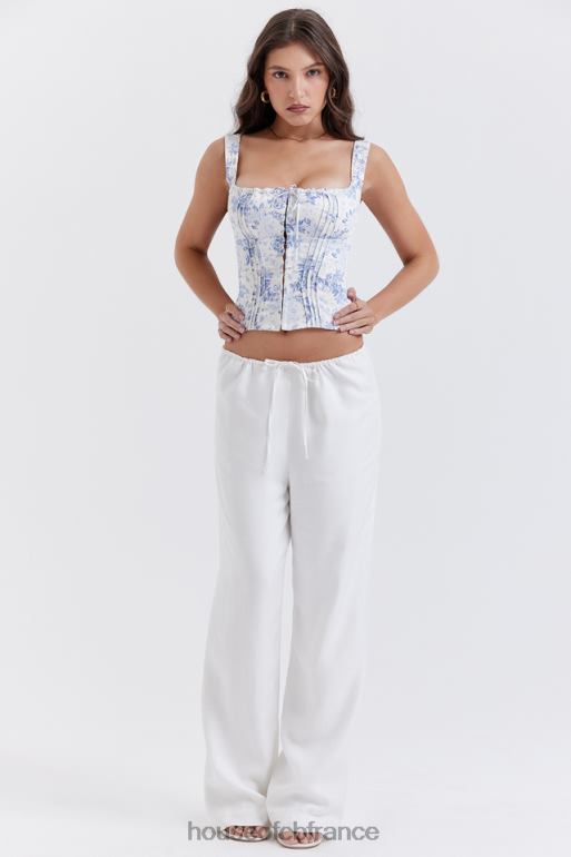 House of CB Pantalon Cleo en lin mélangé ivoire N888H863 vêtements
