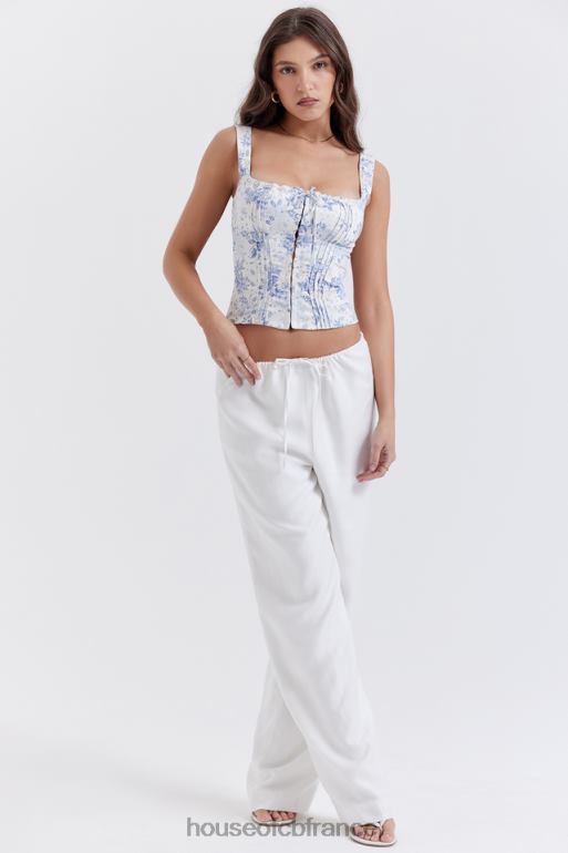 House of CB Pantalon Cleo en lin mélangé ivoire N888H863 vêtements