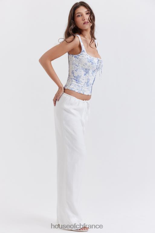 House of CB Pantalon Cleo en lin mélangé ivoire N888H863 vêtements