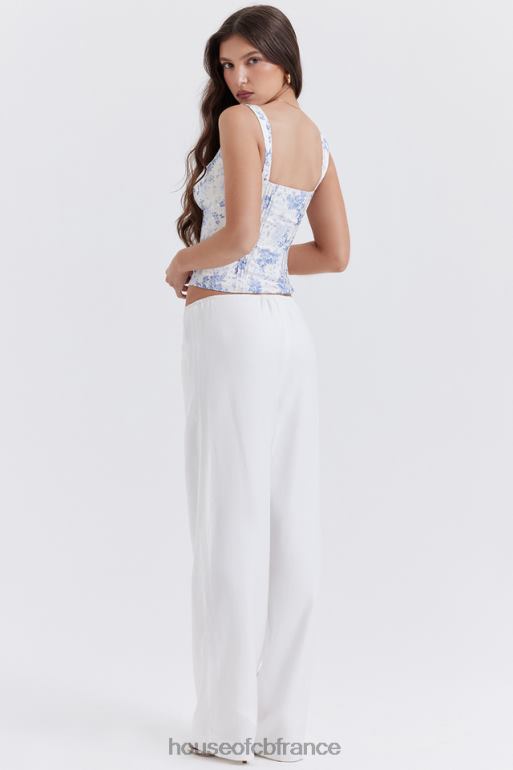 House of CB Pantalon Cleo en lin mélangé ivoire N888H863 vêtements