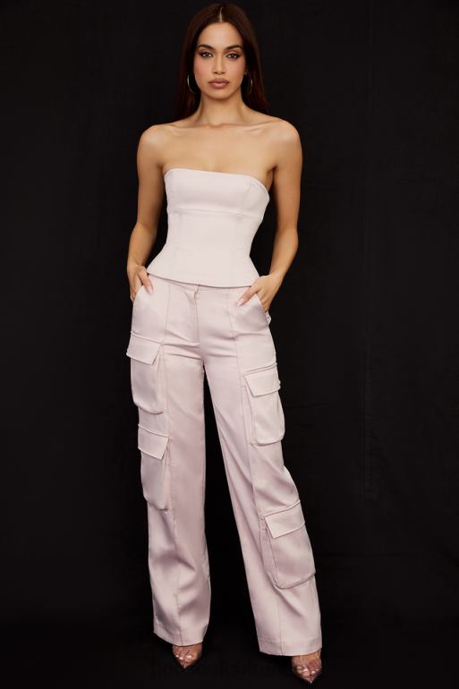 House of CB Pantalon cargo droit en satin cristal Daria N888H941 vêtements