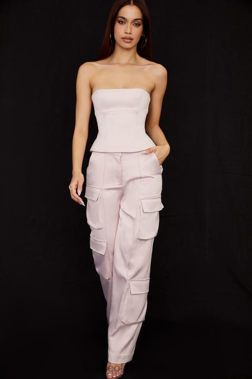 House of CB Pantalon cargo droit en satin cristal Daria N888H941 vêtements