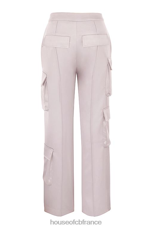 House of CB Pantalon cargo droit en satin cristal Daria N888H941 vêtements
