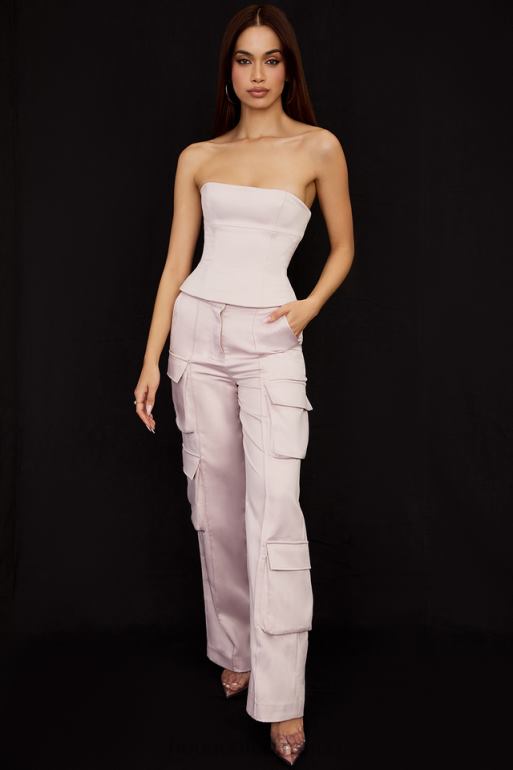 House of CB Pantalon cargo droit en satin cristal Daria N888H941 vêtements