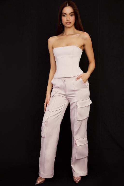 House of CB Pantalon cargo droit en satin cristal Daria N888H941 vêtements
