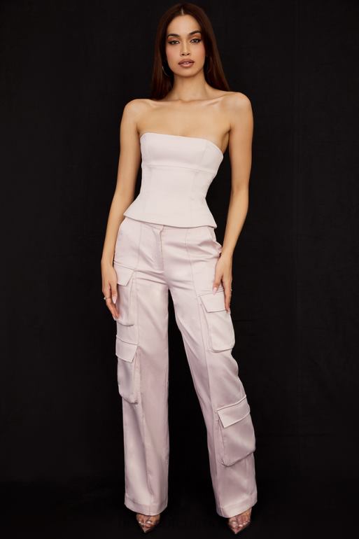 House of CB Pantalon cargo droit en satin cristal Daria N888H941 vêtements