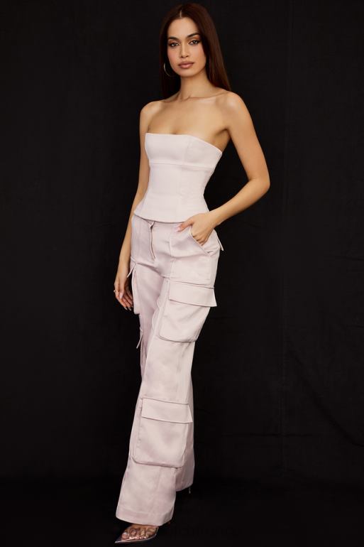 House of CB Pantalon cargo droit en satin cristal Daria N888H941 vêtements