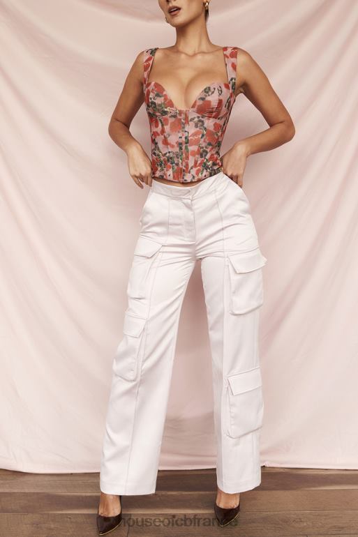 House of CB Pantalon cargo droit en satin cristal Daria N888H941 vêtements
