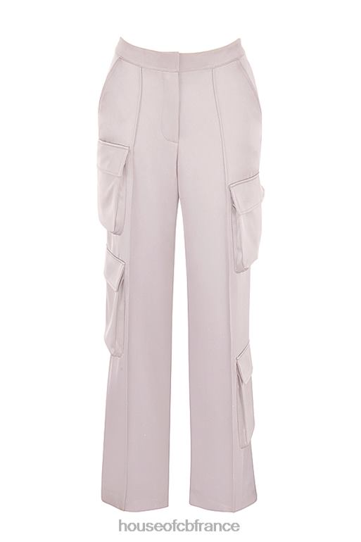 House of CB Pantalon cargo droit en satin cristal Daria N888H941 vêtements