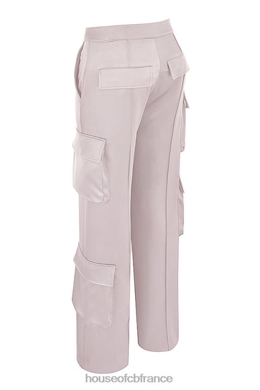 House of CB Pantalon cargo droit en satin cristal Daria N888H941 vêtements