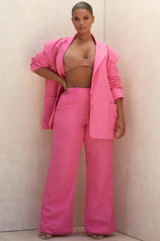 House of CB Pantalon en lin mélangé rose Andreia N888H1018 vêtements