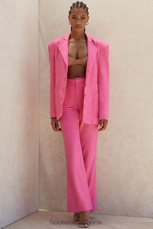 House of CB Pantalon en lin mélangé rose Andreia N888H1018 vêtements