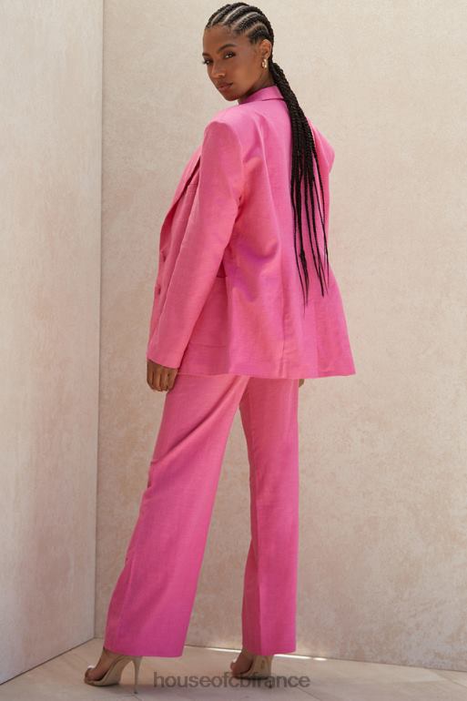 House of CB Pantalon en lin mélangé rose Andreia N888H1018 vêtements