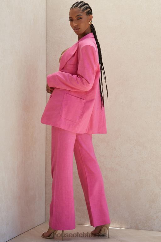 House of CB Pantalon en lin mélangé rose Andreia N888H1018 vêtements