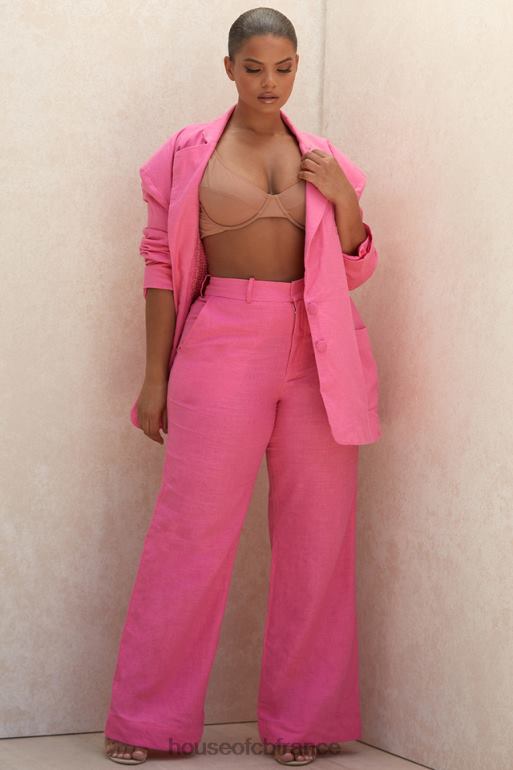 House of CB Pantalon en lin mélangé rose Andreia N888H1018 vêtements