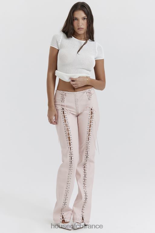 House of CB Pantalon à lacets en cuir vegan pêche Elliot N888H844 vêtements