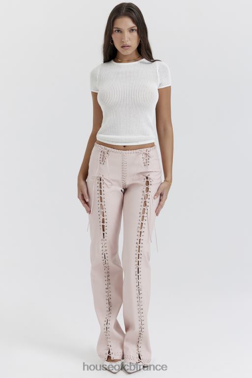 House of CB Pantalon à lacets en cuir vegan pêche Elliot N888H844 vêtements