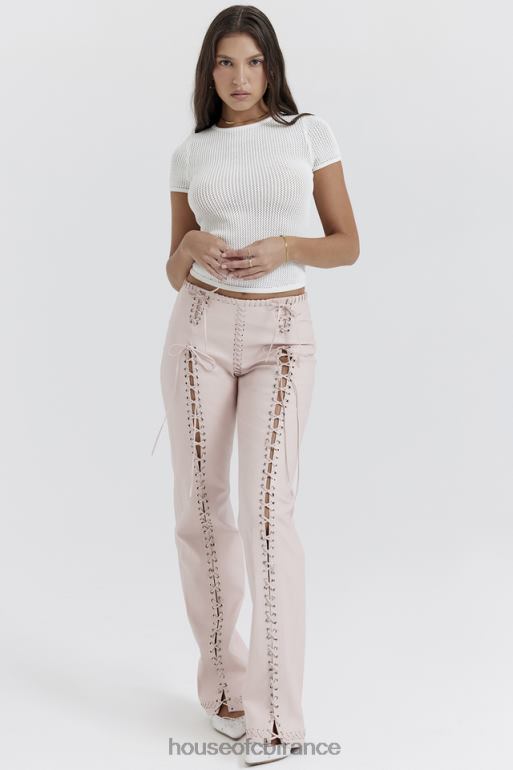 House of CB Pantalon à lacets en cuir vegan pêche Elliot N888H844 vêtements
