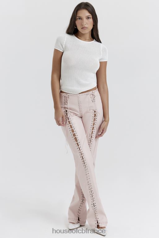 House of CB Pantalon à lacets en cuir vegan pêche Elliot N888H844 vêtements