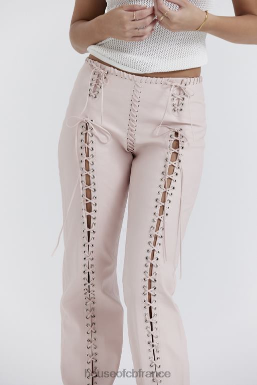 House of CB Pantalon à lacets en cuir vegan pêche Elliot N888H844 vêtements