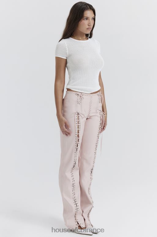 House of CB Pantalon à lacets en cuir vegan pêche Elliot N888H844 vêtements