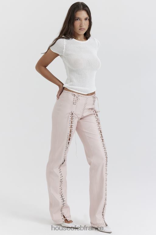 House of CB Pantalon à lacets en cuir vegan pêche Elliot N888H844 vêtements