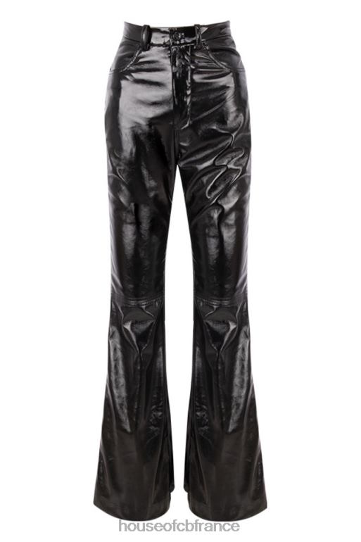 House of CB Pantalon taille haute en cuir vegan noir Saffy N888H1012 vêtements