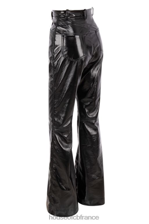 House of CB Pantalon taille haute en cuir vegan noir Saffy N888H1012 vêtements