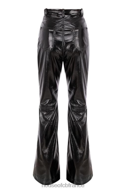 House of CB Pantalon taille haute en cuir vegan noir Saffy N888H1012 vêtements
