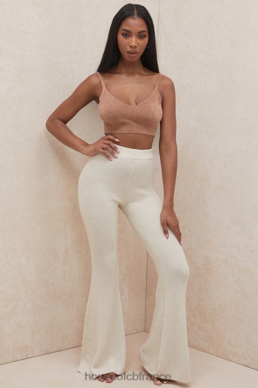 House of CB Rodelle - Pantalon en maille côtelée épaisse crème N888H989 vêtements