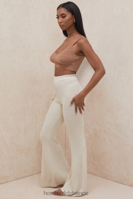 House of CB Rodelle - Pantalon en maille côtelée épaisse crème N888H989 vêtements