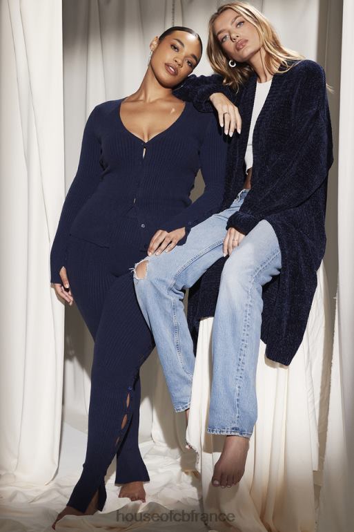 House of CB appartenir - pantalon en maille côtelée bleu marine N888H952 vêtements