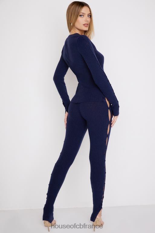 House of CB appartenir - pantalon en maille côtelée bleu marine N888H952 vêtements