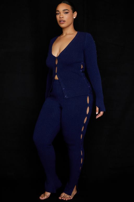 House of CB appartenir - pantalon en maille côtelée bleu marine N888H952 vêtements