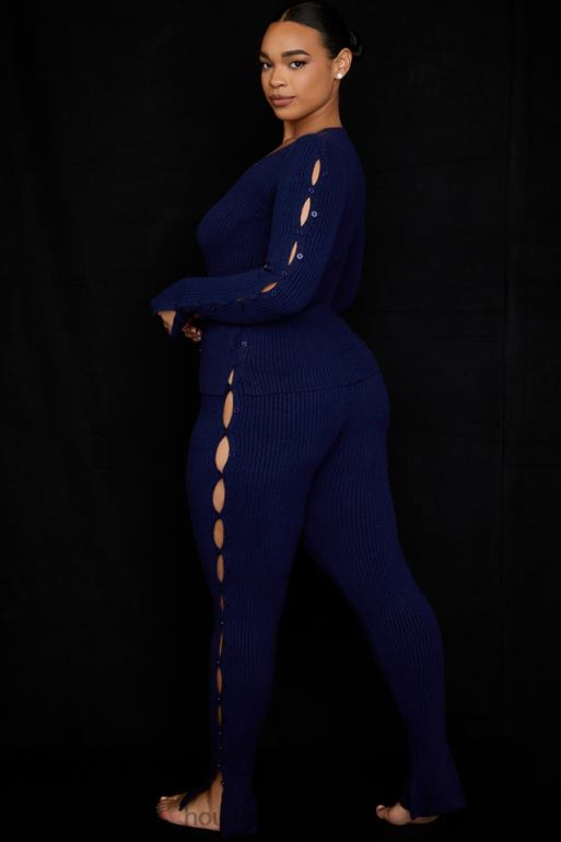 House of CB appartenir - pantalon en maille côtelée bleu marine N888H952 vêtements