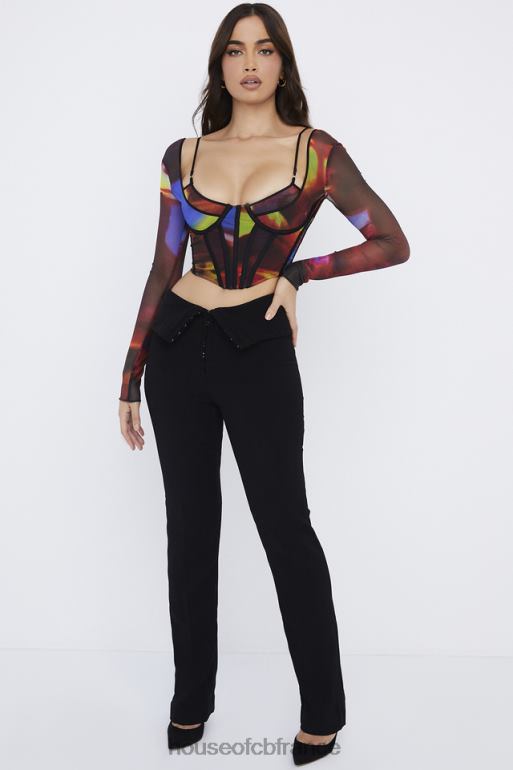 House of CB ava pantalon noir plié sur le devant N888H956 vêtements