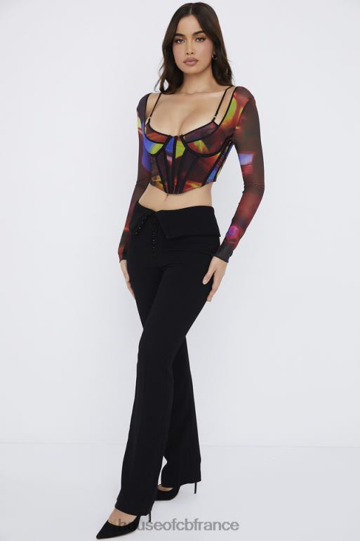 House of CB ava pantalon noir plié sur le devant N888H956 vêtements