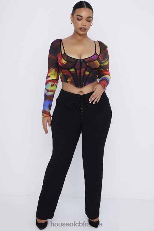 House of CB ava pantalon noir plié sur le devant N888H956 vêtements